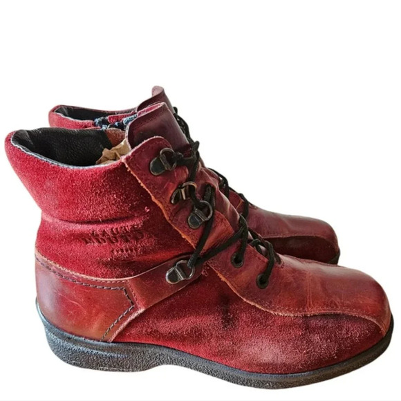 Saute Mouton Riley Suede Leather Boho Fall Winter  Women's Ankle Boots Red Sz 38 - Picture 5 of 16